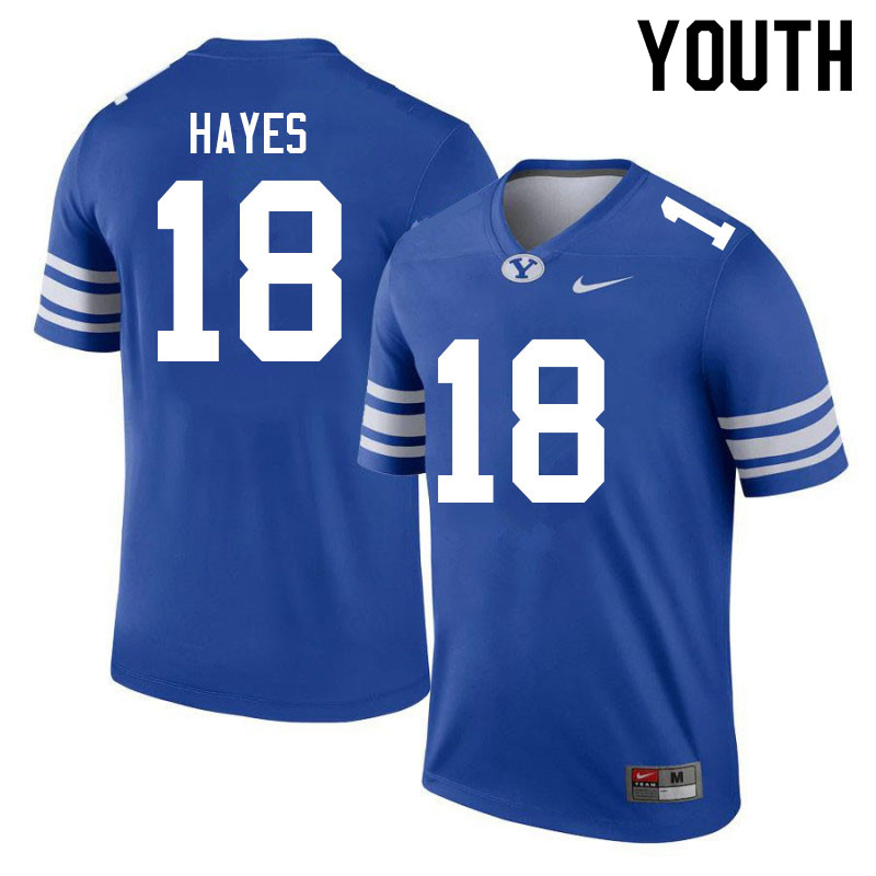 Youth #18 Kaleb Hayes BYU Cougars College Football Jerseys Sale-Royal